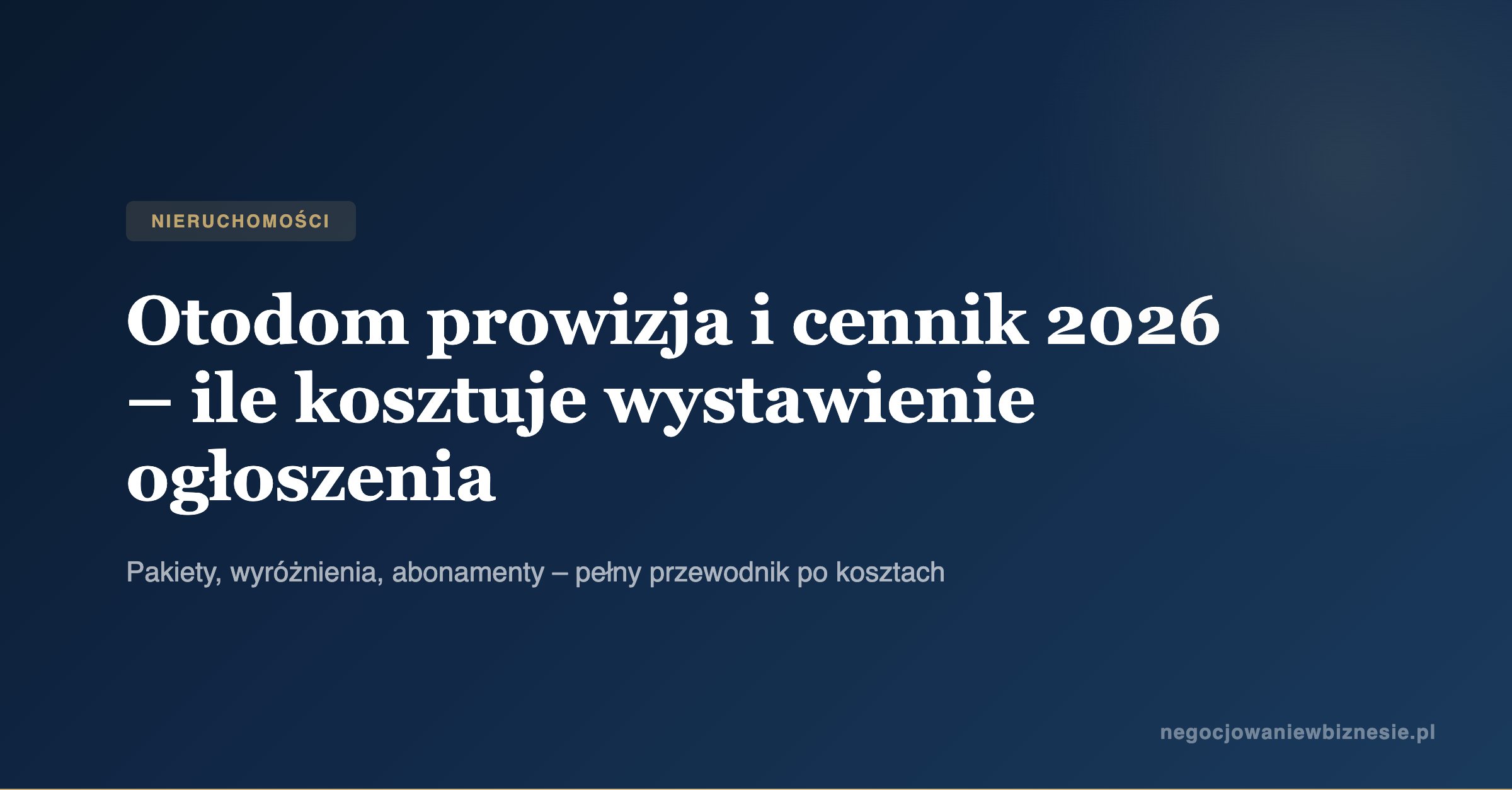 Otodom prowizja cennik 2026
