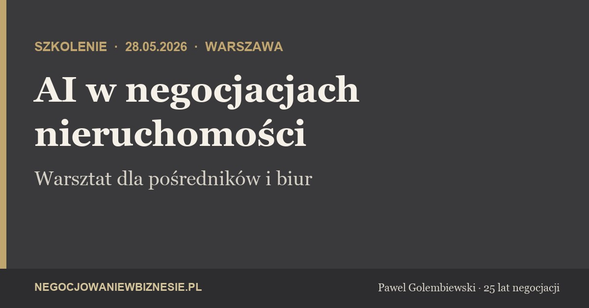 Szkolenie AI dla pośrednika nieruchomości - 28.05 Warszawa - negocjowaniewbiznesie.pl